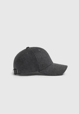 Textured Wool Blend Cap - Charcoal Grey