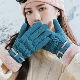 1 Pair YR205 Winter Warm Plus Fleece Mouth Driving Riding Sports Gloves, Size: Free Code(Blue)