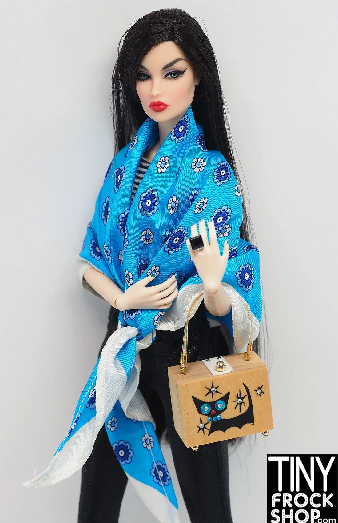 12" Fashion Doll Gutteridge Blue Flower Scarf by Pam Maness