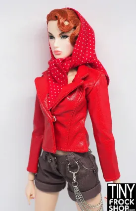 12" Fashion Doll Red Mini Dot Triangle Scarf by Pam Maness