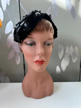 1950s Black Bejewelled Cap by Modern Miss