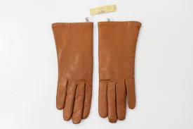 1970s Deadstock Tan Leather Wool Lined Gloves, Size 7