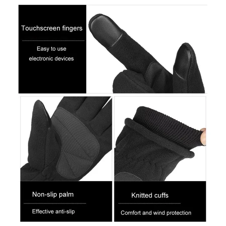 1pair Rocker Fleece Winter Warm Anti-Slip Gloves Outdoor Riding Sports Gloves, Size: L(Gray)