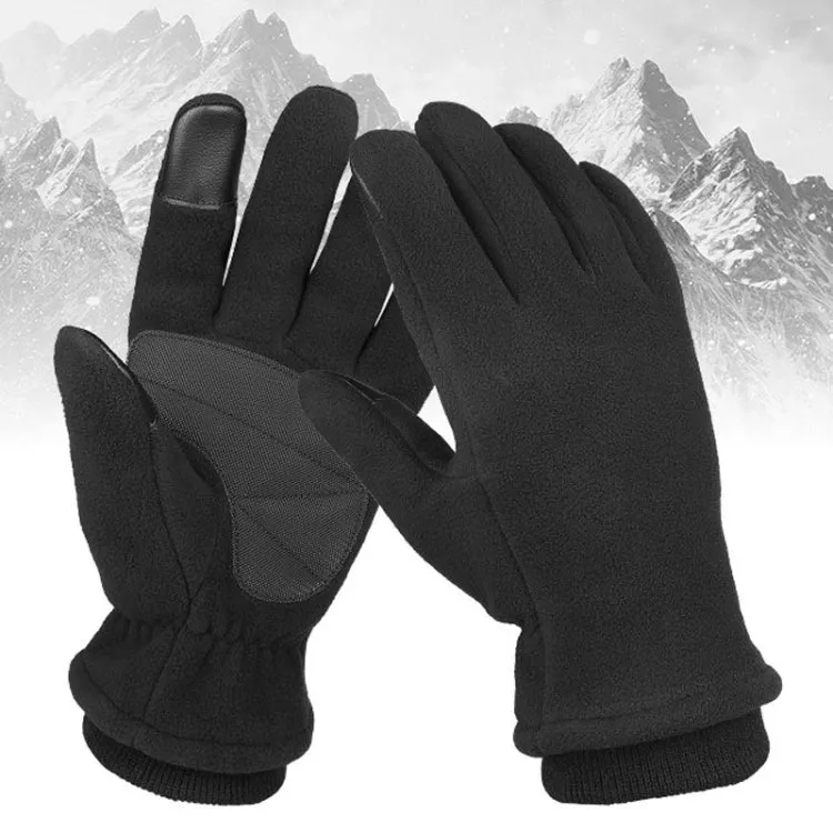 1pair Rocker Fleece Winter Warm Anti-Slip Gloves Outdoor Riding Sports Gloves, Size: L(Gray)