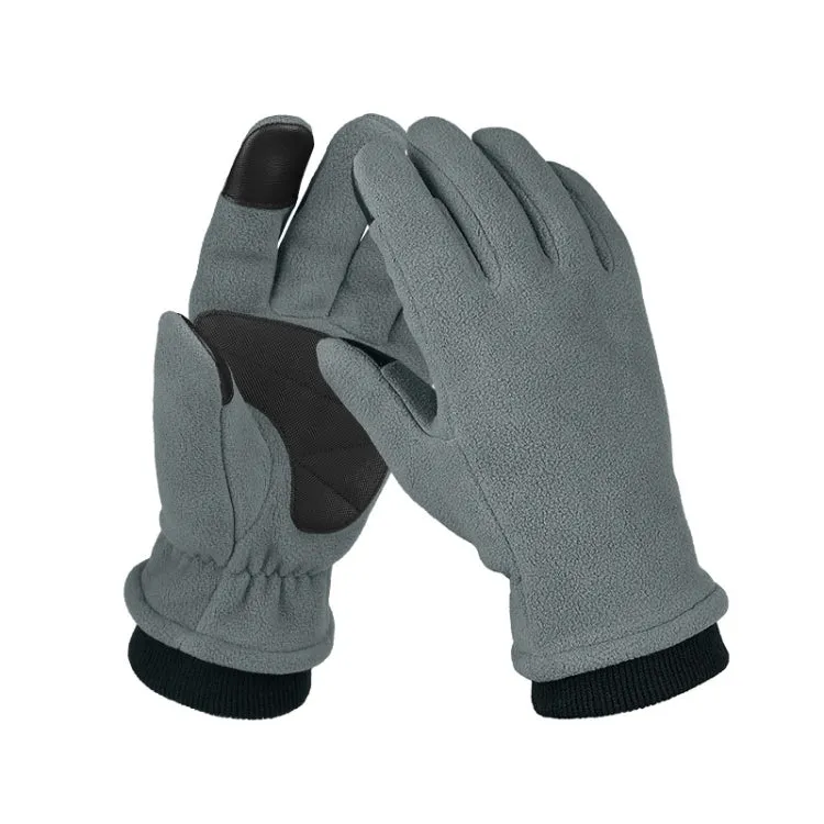 1pair Rocker Fleece Winter Warm Anti-Slip Gloves Outdoor Riding Sports Gloves, Size: L(Gray)