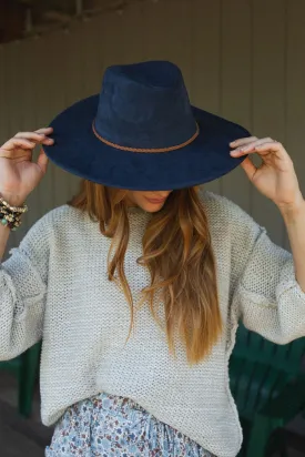 Arizona Braided Wide Brim Hat - Navy