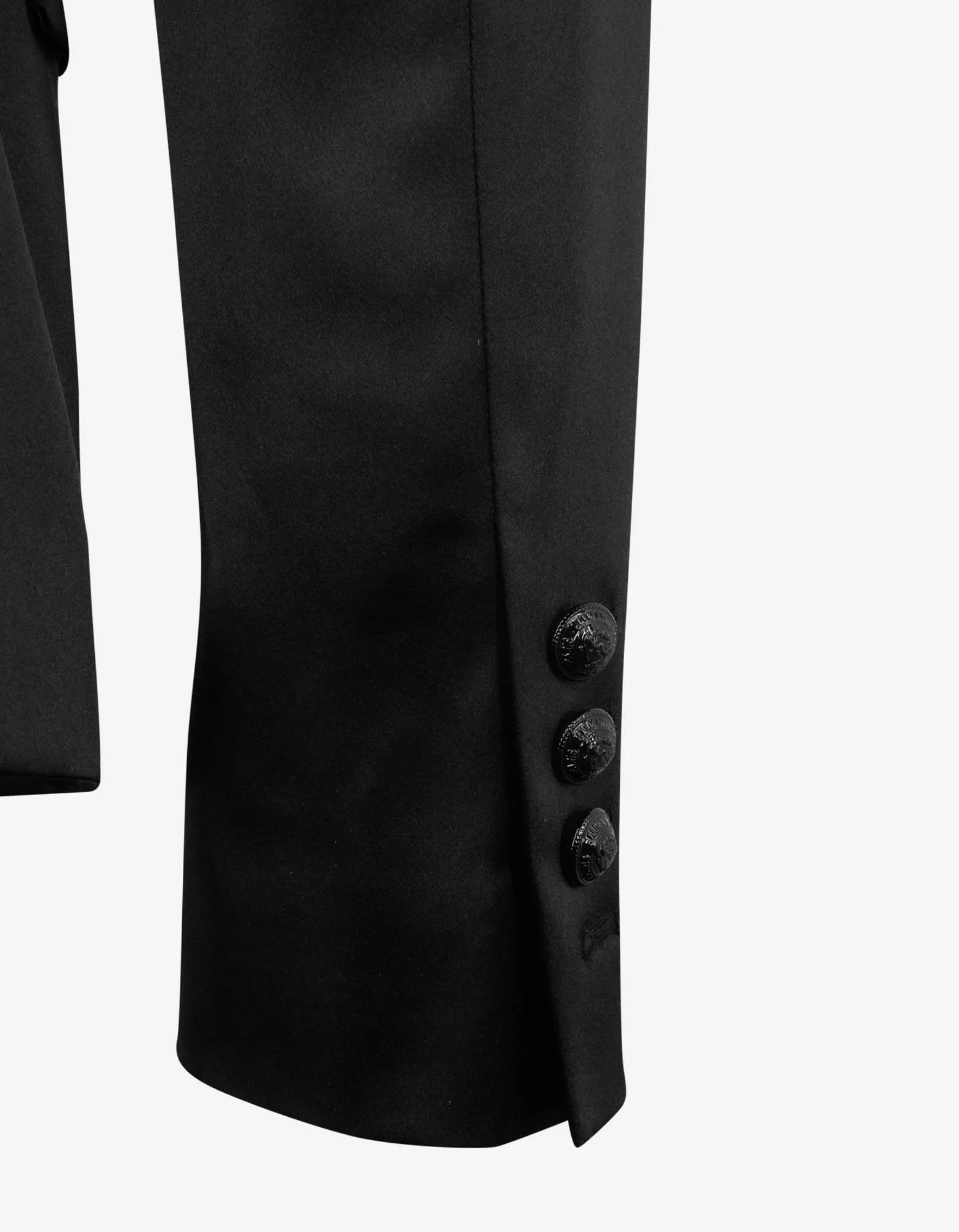 Balmain Black Double-Breasted Silk Blazer