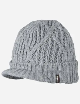 Barts Oscar Peaked Visor Beanie Hat - Heather Grey