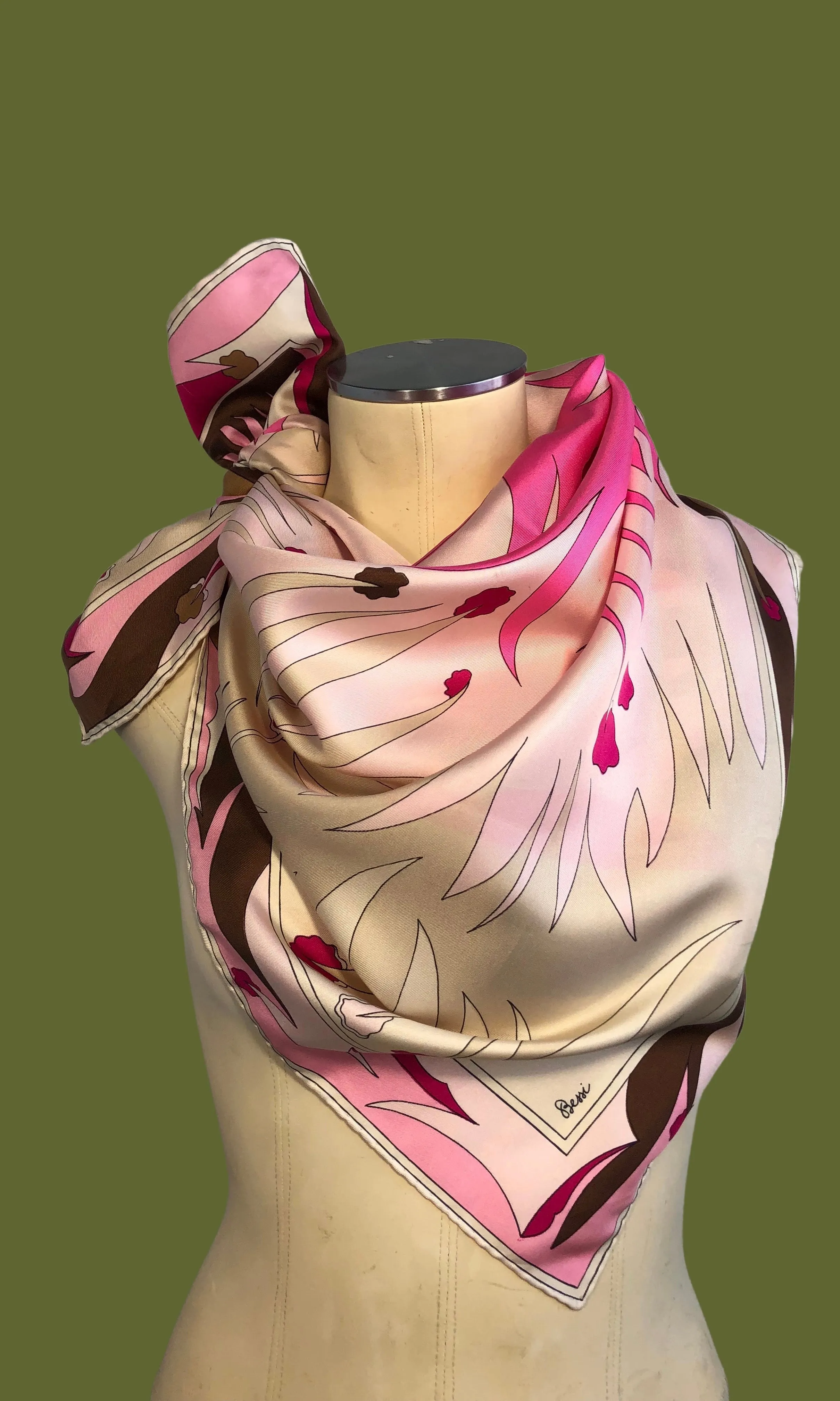 BESSI 60s Pink Silk Scarf