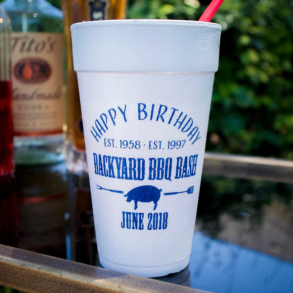 Birthday BBQ Styrofoam Cups