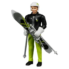 Bruder Skier Action Figure with Skiing Accessories, 60040