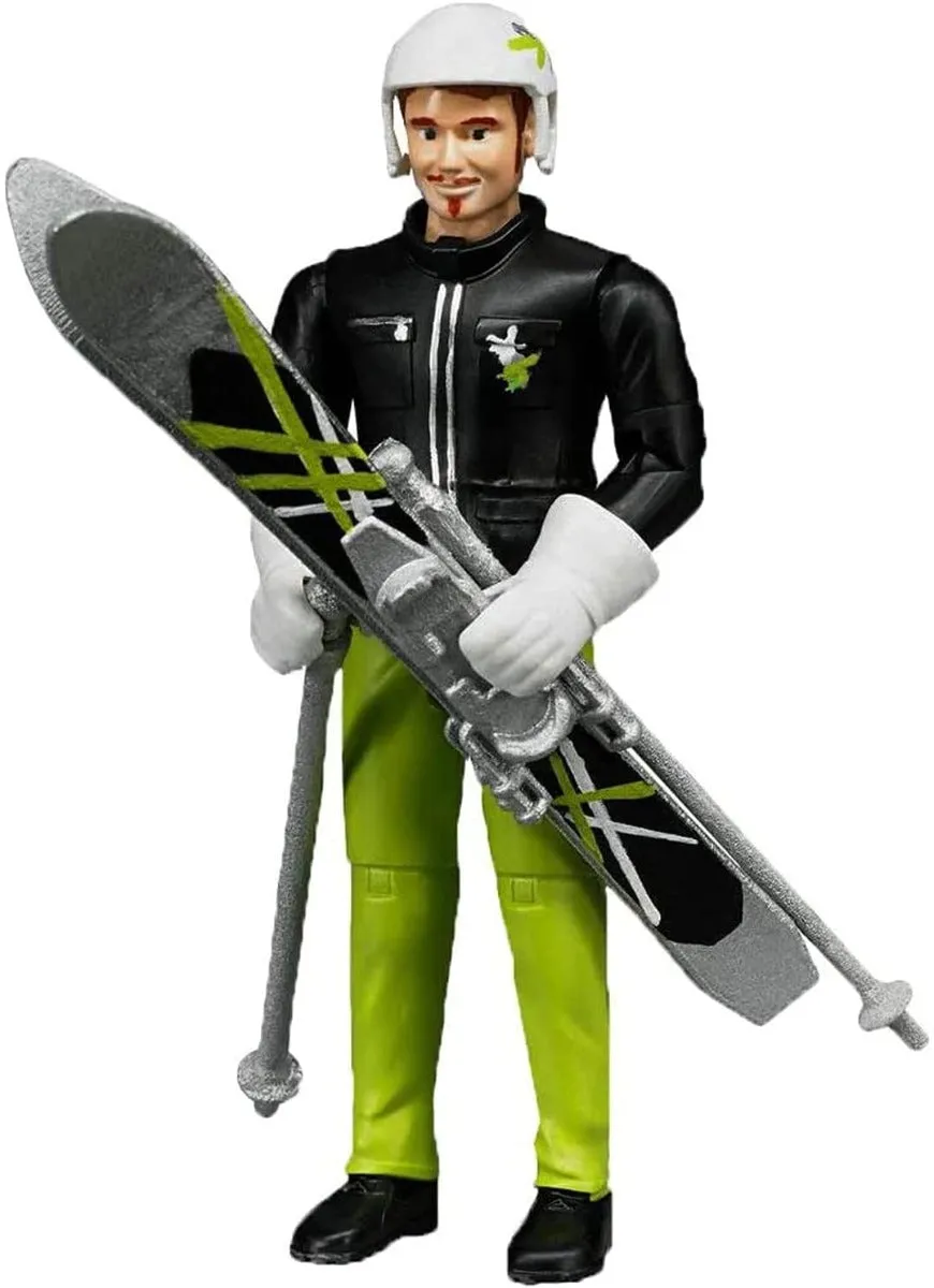 Bruder Skier Action Figure with Skiing Accessories, 60040