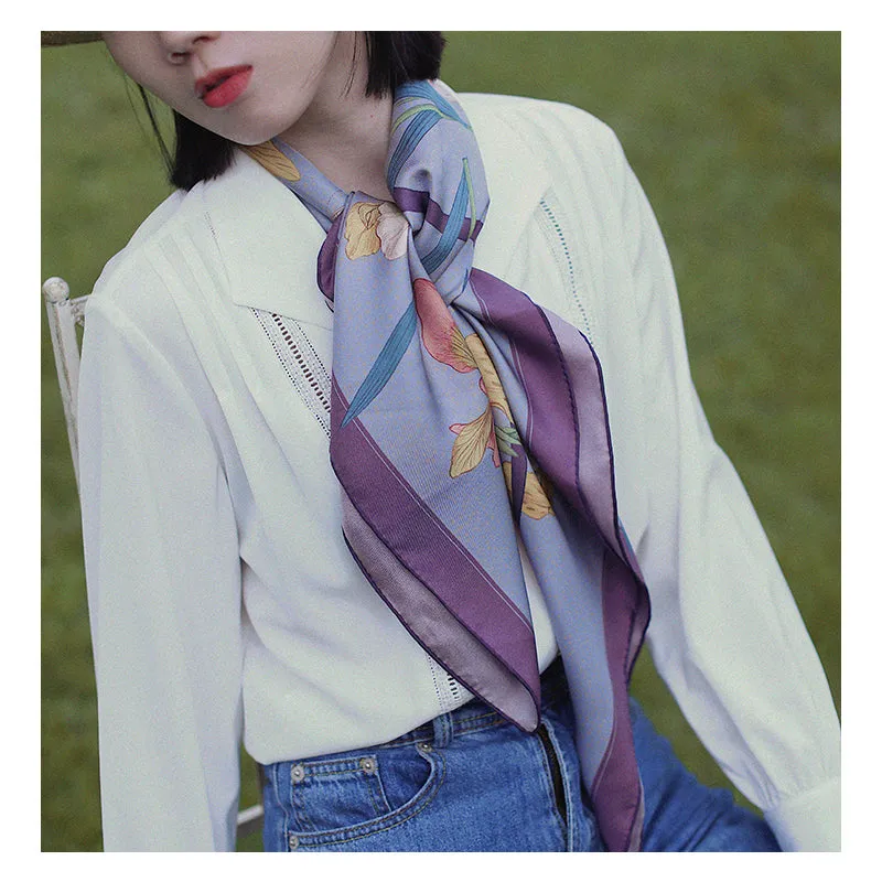 Chowxiaodou 16 Momme Iris Silk Twill Large Square Scarf 90*90