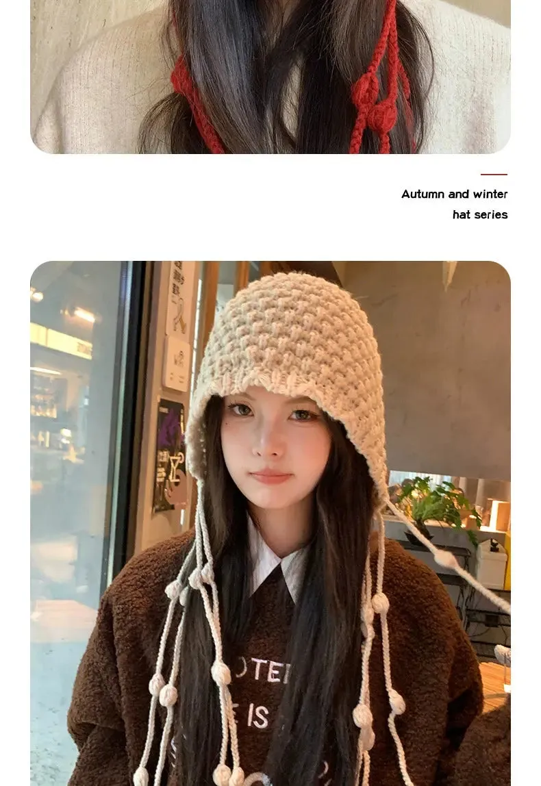 Cute New Year Women's Autumn and Winter Wool Tassel Hat