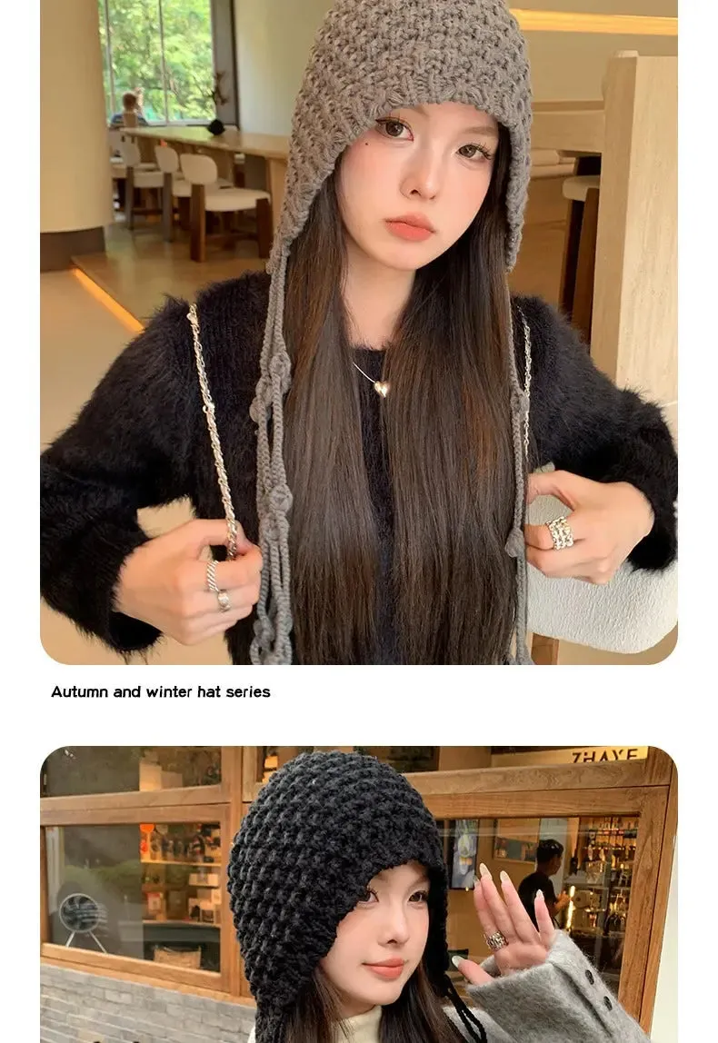 Cute New Year Women's Autumn and Winter Wool Tassel Hat