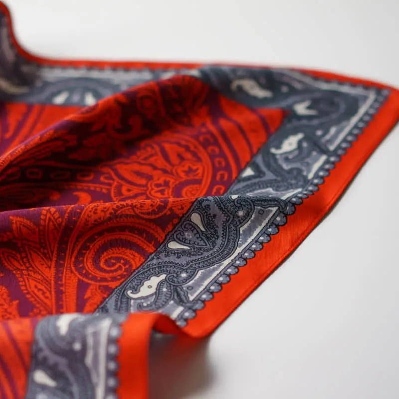 Exotic Paisley Printed Square Scarf with Scarf Buckle