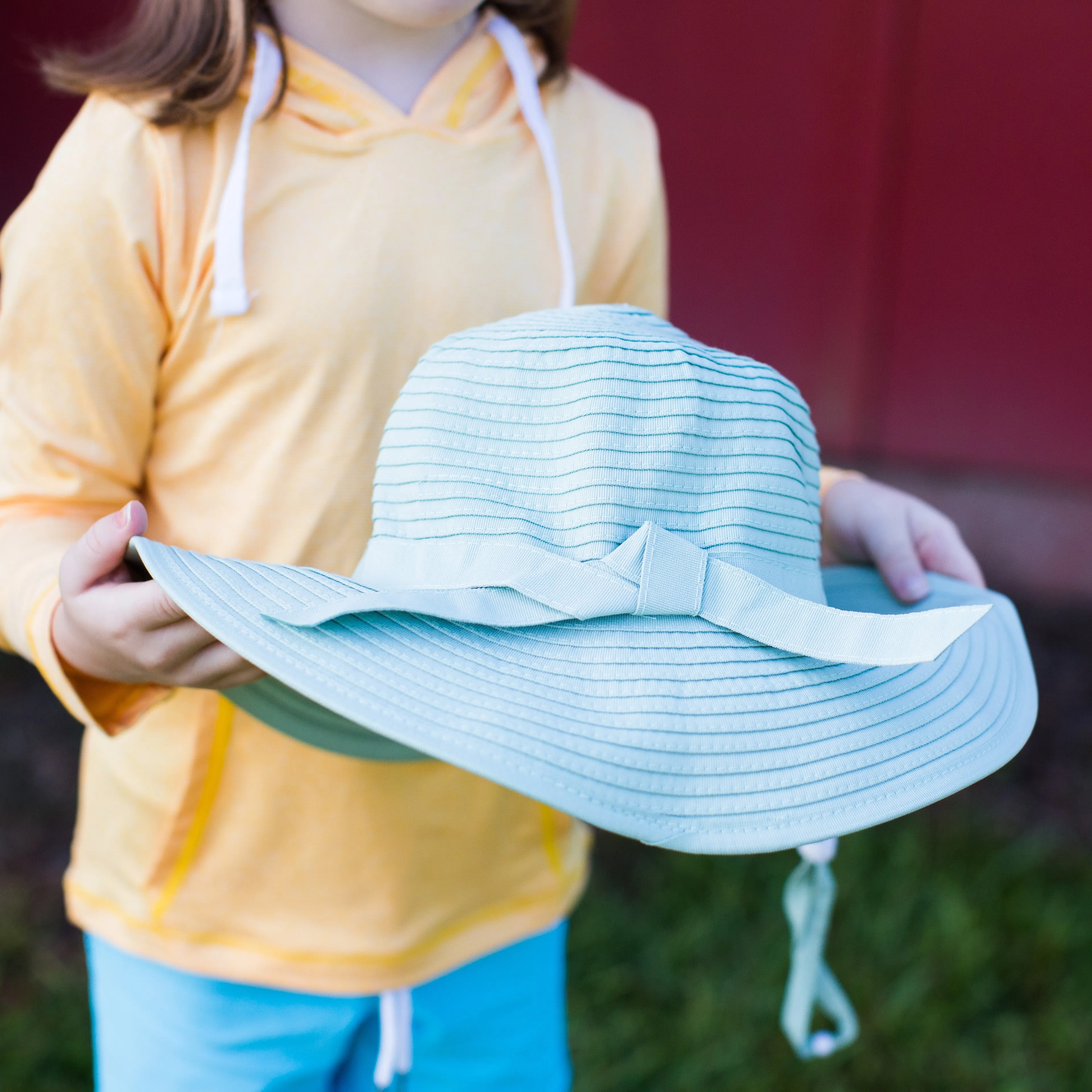 Girls Wide Brim Sun Hat - Mint