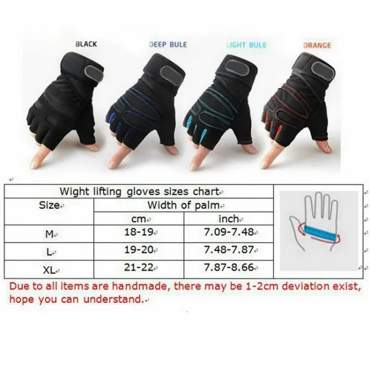 Gym Gloves Heavyweight Sports Exercise Weight Lifting Gloves Body Building Training Sport Fitness Gloves, Size:L(Sky blue)