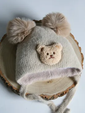 Jamiks Beige 'Teddy Bear'  Pom Pom Hat