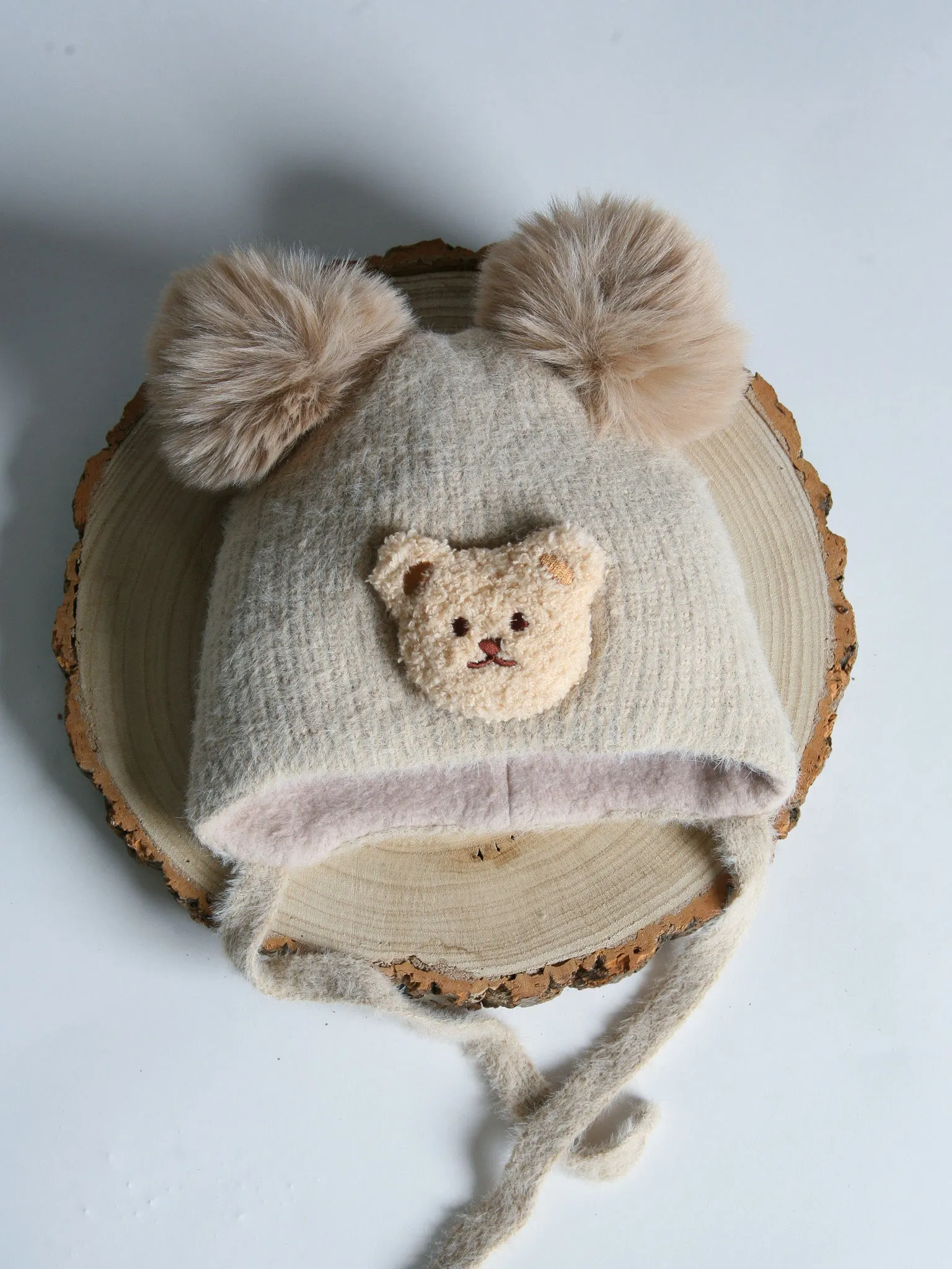 Jamiks Beige 'Teddy Bear'  Pom Pom Hat