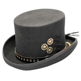 Kenny K - "The Conductor"  Steam Punk Wool Felt Top Hat w- Cogs