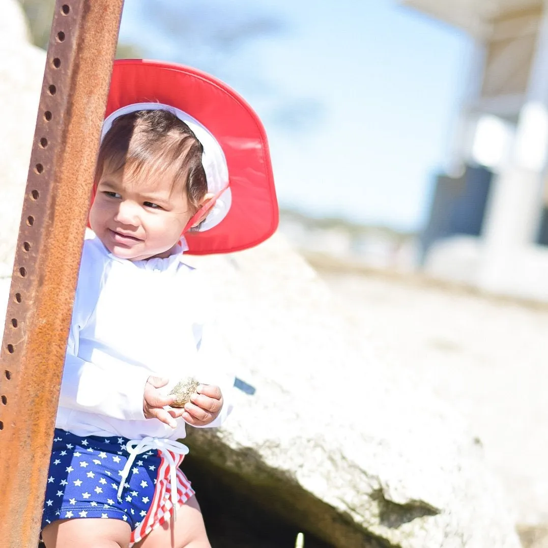 Kids Wide Brim Sun Hat "Fun Sun Day Play Hat" - Red