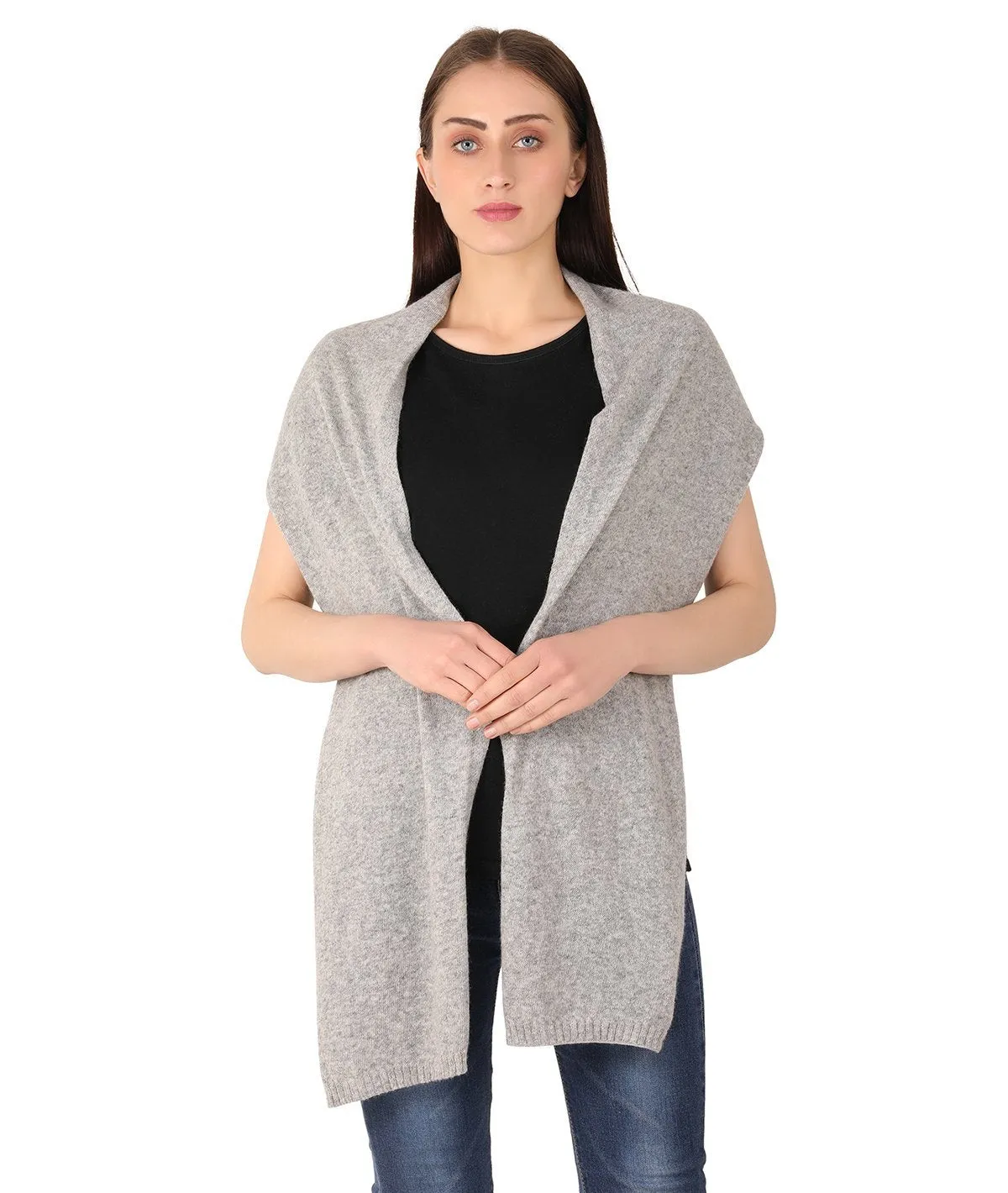 Kiraz - Vanilla Grey Lambswool & Nylon Knitted Scarf