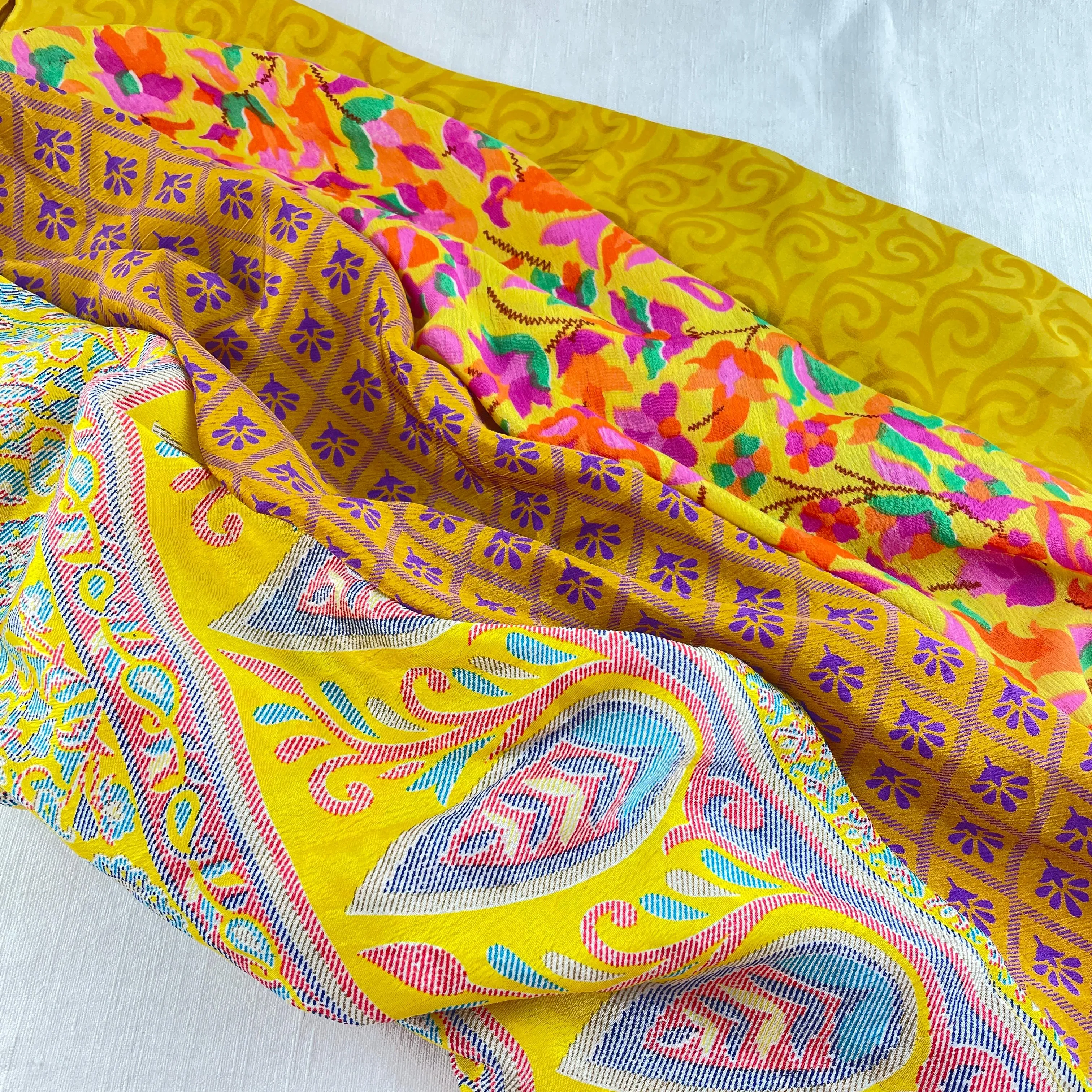 MOHINI Recycled Sari Fabric Scarf Square 55cm Pack 10 (WS)