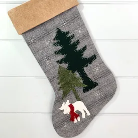 Rustic Winter Moose Christmas Stocking