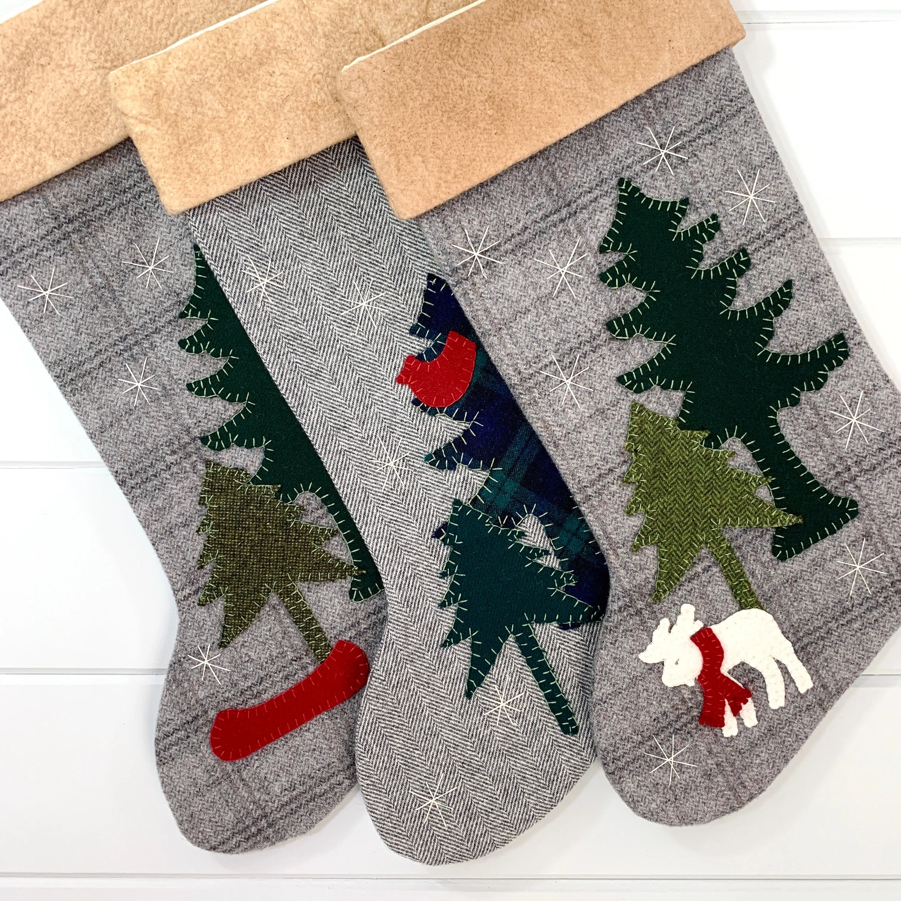 Rustic Winter Moose Christmas Stocking