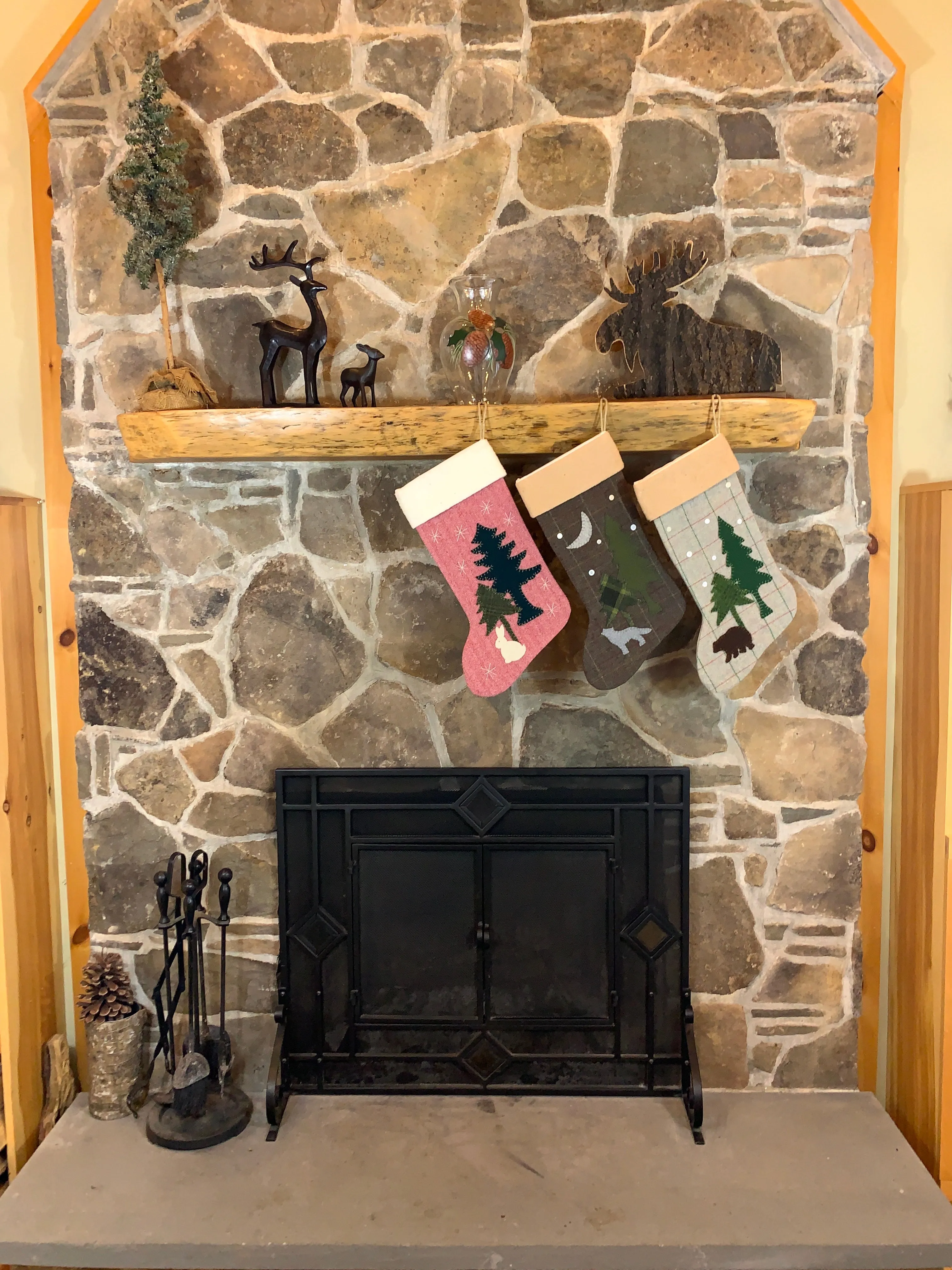 Rustic Winter Moose Christmas Stocking