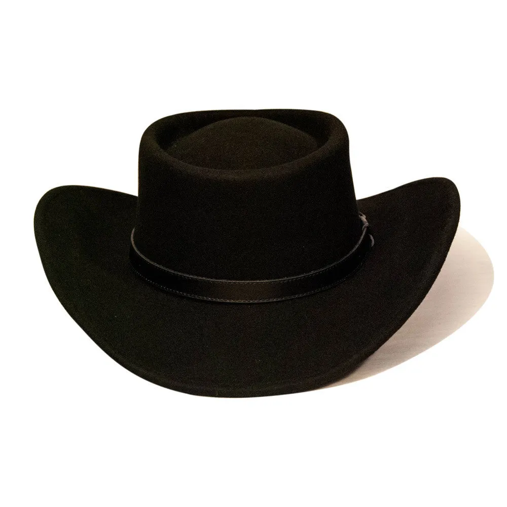 Saint Martin - Black Felt Western Gambler Hat