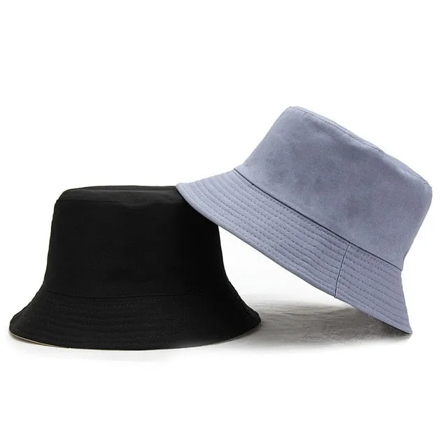 Sun Hats Women Summer Double Side Bucket Solid Color