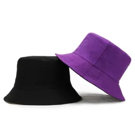 Sun Hats Women Summer Double Side Bucket Solid Color