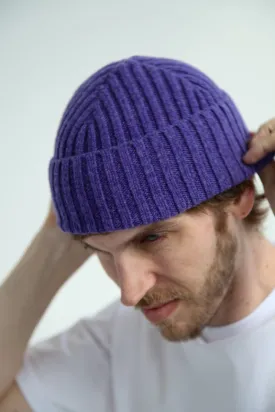 Super-Soft Lambswool Fisherman Beanie - Heliotrope Purple